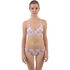 Flowers Bloom Blossom Pastel Pink Pattern Wrap Around Bikini Set