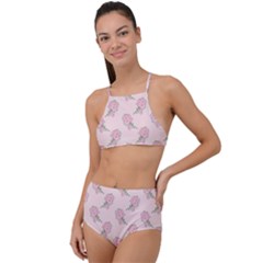 Flowers Bloom Blossom Pastel Pink Pattern High Waist Tankini Set