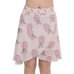 Flowers Bloom Blossom Pastel Pink Pattern Chiffon Wrap Front Skirt by Jancukart