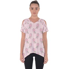 Flowers Bloom Blossom Pastel Pink Pattern Cut Out Side Drop Tee