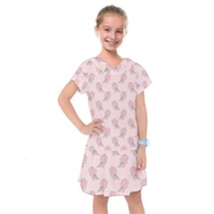 Flowers Bloom Blossom Pastel Pink Pattern Kids  Drop Waist Dress by Jancukart