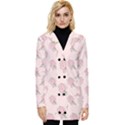 Flowers Bloom Blossom Pastel Pink Pattern Button Up Hooded Coat  View1