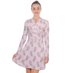 Flowers Bloom Blossom Pastel Pink Pattern Long Sleeve Panel Dress