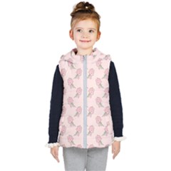 Flowers Bloom Blossom Pastel Pink Pattern Kids  Hooded Puffer Vest by Jancukart