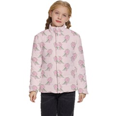 Flowers Bloom Blossom Pastel Pink Pattern Kids  Puffer Bubble Jacket Coat by Jancukart