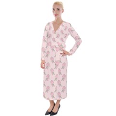 Flowers Bloom Blossom Pastel Pink Pattern Velvet Maxi Wrap Dress