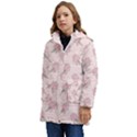 Flowers Bloom Blossom Pastel Pink Pattern Kid s Hooded Longline Puffer Jacket View3