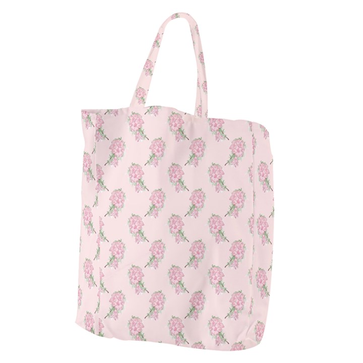 Flowers Bloom Blossom Pastel Pink Pattern Giant Grocery Tote