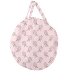 Flowers Bloom Blossom Pastel Pink Pattern Giant Round Zipper Tote