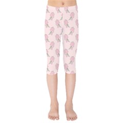 Flowers Bloom Blossom Pastel Pink Pattern Kids  Capri Leggings  by Jancukart