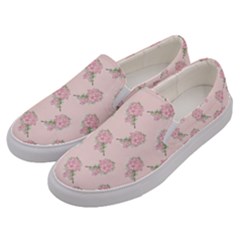 Flowers Bloom Blossom Pastel Pink Pattern Men s Canvas Slip Ons by Jancukart