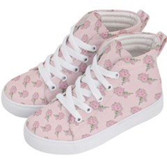 Flowers Bloom Blossom Pastel Pink Pattern Kids  Hi-top Skate Sneakers by Jancukart