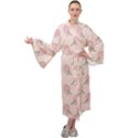 Flowers Bloom Blossom Pastel Pink Pattern Maxi Velvet Kimono View1