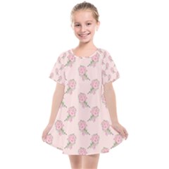 Flowers Bloom Blossom Pastel Pink Pattern Kids  Smock Dress by Jancukart