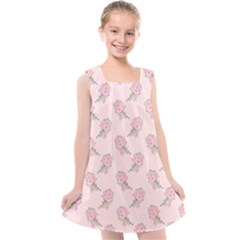 Flowers Bloom Blossom Pastel Pink Pattern Kids  Cross Back Dress