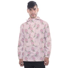 Flowers Bloom Blossom Pastel Pink Pattern Men s Front Pocket Pullover Windbreaker by Jancukart