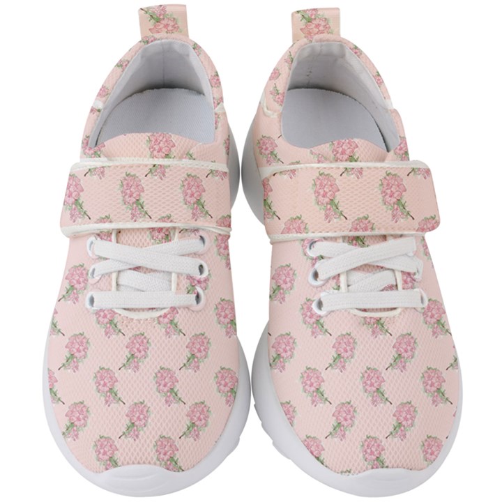 Flowers Bloom Blossom Pastel Pink Pattern Kids  Velcro Strap Shoes