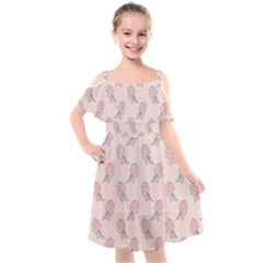 Flowers Bloom Blossom Pastel Pink Pattern Kids  Cut Out Shoulders Chiffon Dress