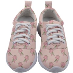 Flowers Bloom Blossom Pastel Pink Pattern Kids Athletic Shoes by Jancukart