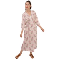 Flowers Bloom Blossom Pastel Pink Pattern Grecian Style  Maxi Dress