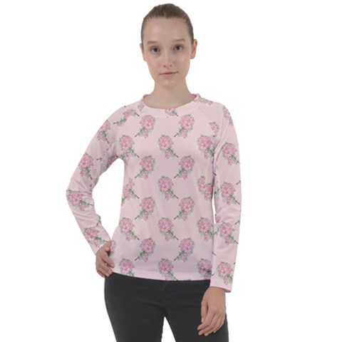 Flowers Bloom Blossom Pastel Pink Pattern Women s Long Sleeve Raglan Tee by Jancukart