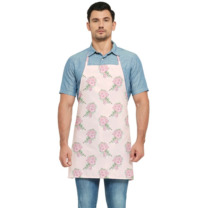 Flowers Bloom Blossom Pastel Pink Pattern Kitchen Apron