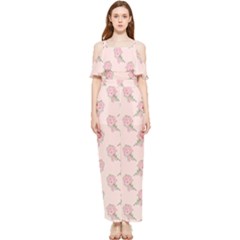 Flowers Bloom Blossom Pastel Pink Pattern Draped Sleeveless Chiffon Jumpsuit