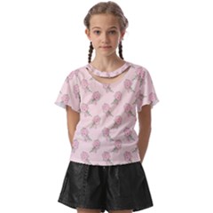 Flowers Bloom Blossom Pastel Pink Pattern Kids  Front Cut Tee by Jancukart