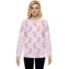 Flowers Bloom Blossom Pastel Pink Pattern Hidden Pocket Sweatshirt