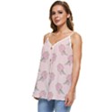 Flowers Bloom Blossom Pastel Pink Pattern Casual Spaghetti Strap Chiffon Top View2