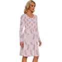 Flowers Bloom Blossom Pastel Pink Pattern Long Sleeve Dress With Pocket View3