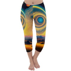 Ai Generated Surrealist Fantasy Dream Moon Space Capri Winter Leggings 