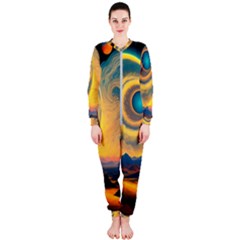 Ai Generated Surrealist Fantasy Dream Moon Space Onepiece Jumpsuit (ladies)