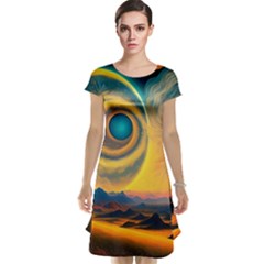 Ai Generated Surrealist Fantasy Dream Moon Space Cap Sleeve Nightdress