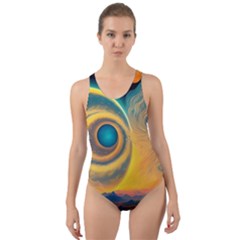 Ai Generated Surrealist Fantasy Dream Moon Space Cut-out Back One Piece Swimsuit by Jancukart