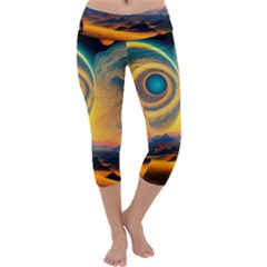 Ai Generated Surrealist Fantasy Dream Moon Space Capri Yoga Leggings