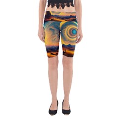 Ai Generated Surrealist Fantasy Dream Moon Space Yoga Cropped Leggings