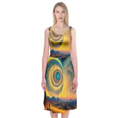 Ai Generated Surrealist Fantasy Dream Moon Space Midi Sleeveless Dress