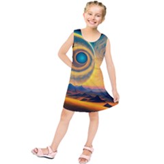 Ai Generated Surrealist Fantasy Dream Moon Space Kids  Tunic Dress