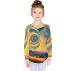 Ai Generated Surrealist Fantasy Dream Moon Space Kids  Long Sleeve Tee