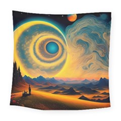 Ai Generated Surrealist Fantasy Dream Moon Space Square Tapestry (large)