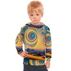 Ai Generated Surrealist Fantasy Dream Moon Space Kids  Hooded Pullover by Jancukart