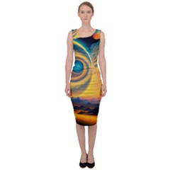 Ai Generated Surrealist Fantasy Dream Moon Space Sleeveless Pencil Dress