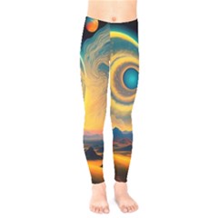 Ai Generated Surrealist Fantasy Dream Moon Space Kids  Leggings by Jancukart