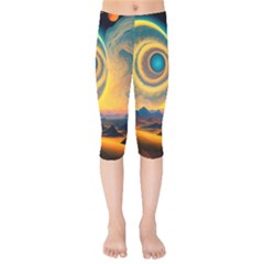 Ai Generated Surrealist Fantasy Dream Moon Space Kids  Capri Leggings  by Jancukart