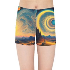 Ai Generated Surrealist Fantasy Dream Moon Space Kids  Sports Shorts by Jancukart