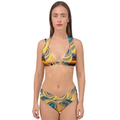 Ai Generated Surrealist Fantasy Dream Moon Space Double Strap Halter Bikini Set