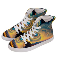 Ai Generated Surrealist Fantasy Dream Moon Space Men s Hi-top Skate Sneakers