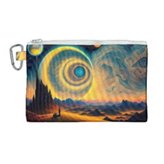 Ai Generated Surrealist Fantasy Dream Moon Space Canvas Cosmetic Bag (large)