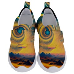 Ai Generated Surrealist Fantasy Dream Moon Space Kids  Velcro No Lace Shoes